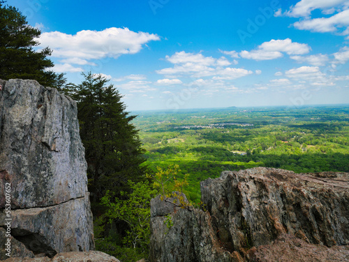 Quadro su tela View of Gaston county, NC from Crowders mountain summit on a clear summer day
