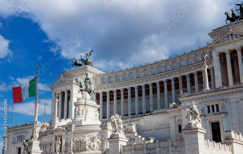 Monument of Vittorio Emmanuel on Venice Square in Rome Italy, blue sky