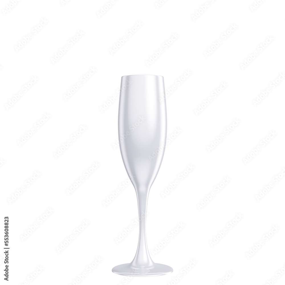 Taça branca de espumante isolada 3d render Taça branca de espumante isolada 3d render