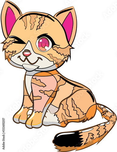 Cartoon Colorful Cat Set Free Vector