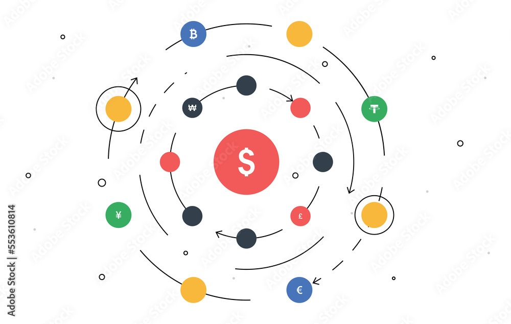Abstract money circulation set Abstract money circulation set