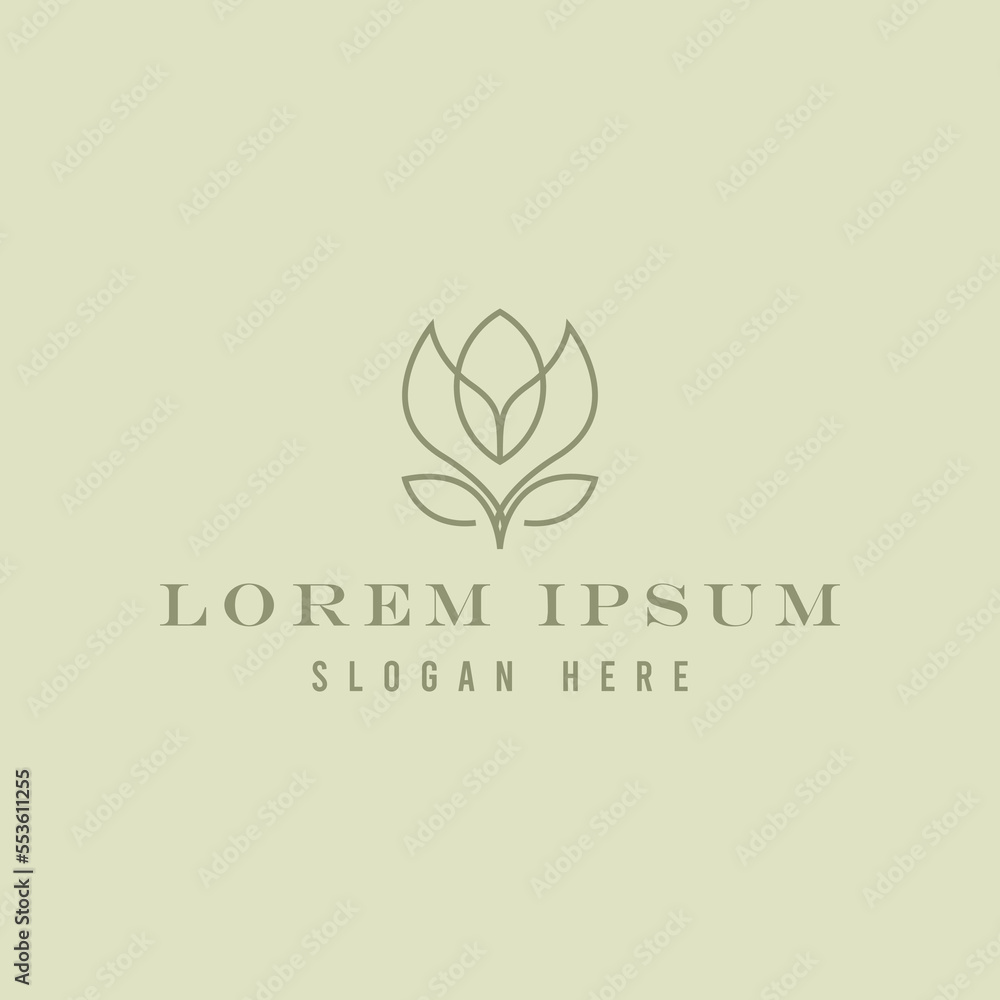 Simple Flower Linear Logo Design