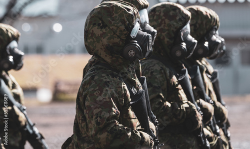 Foto ガスマスクを装備した軍人（Japanese soldier wearing gas mask）