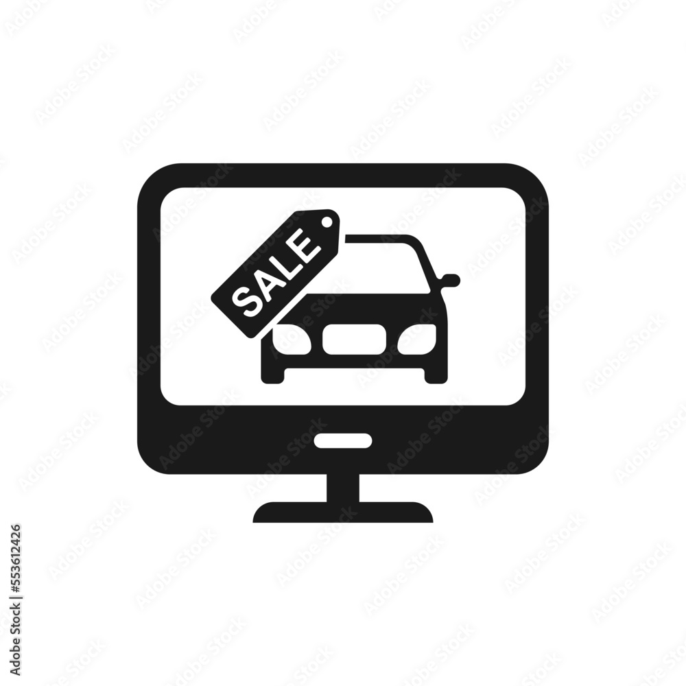 Sell car online flat icon isolated on white background. Vector illustration Sell car online flat icon isolated on white background. Vector illustration