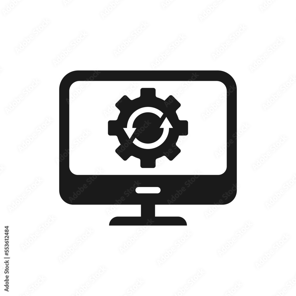 System update computer flat icon isolated on white background. Vector illustration System update computer flat icon isolated on white background. Vector illustration