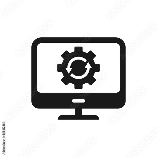 System update computer flat icon isolated on white background. Vector illustration