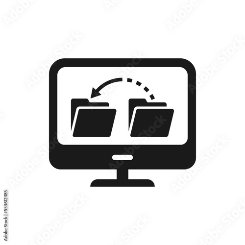 File transfer in computer. Move to folder flat icon isolated on white background. Vector illustration