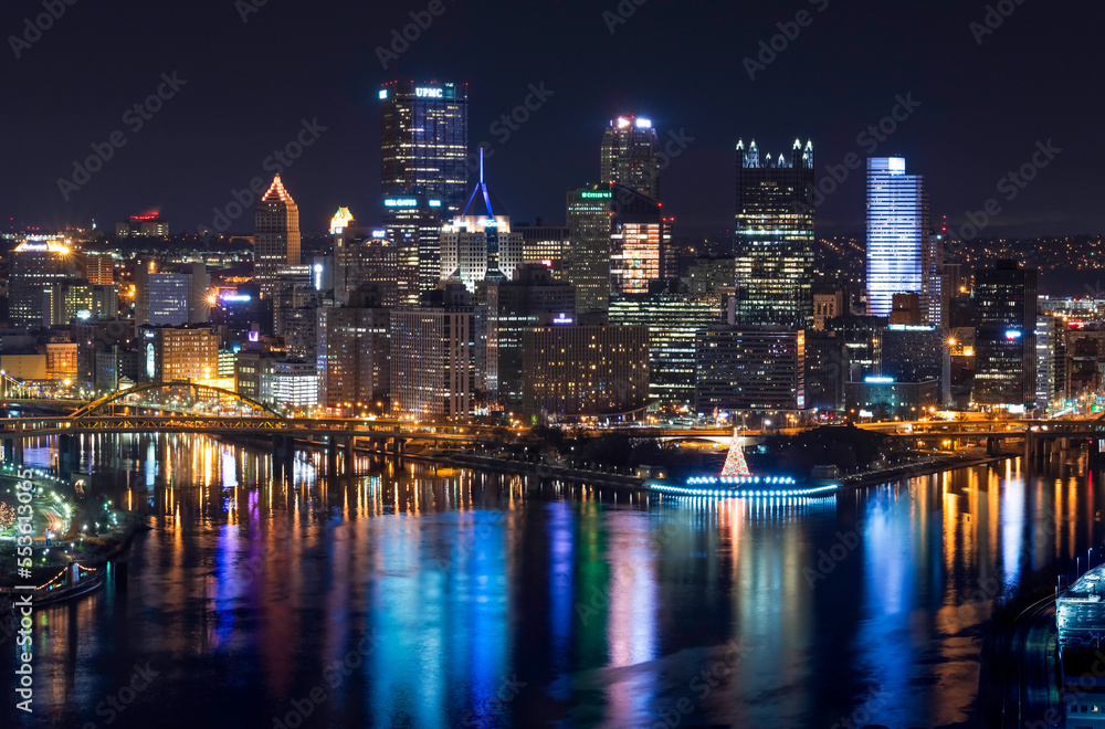 Downtown Pittsburgh at night