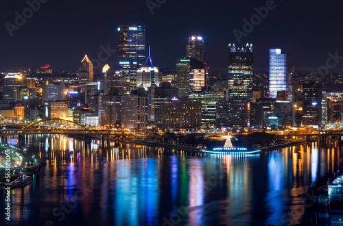 Downtown Pittsburgh at night photo