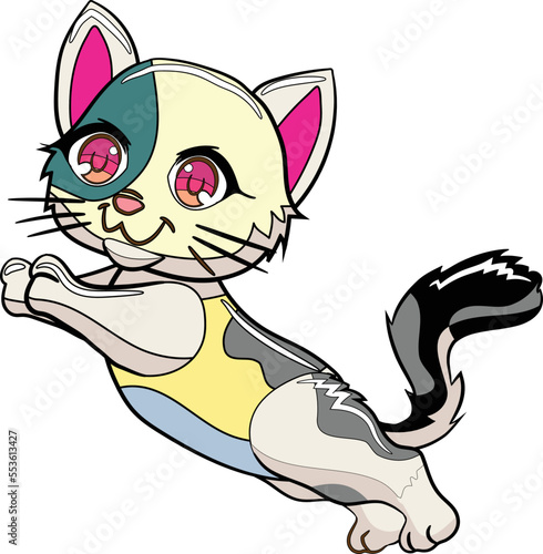 cartoon colorful cat set free vector