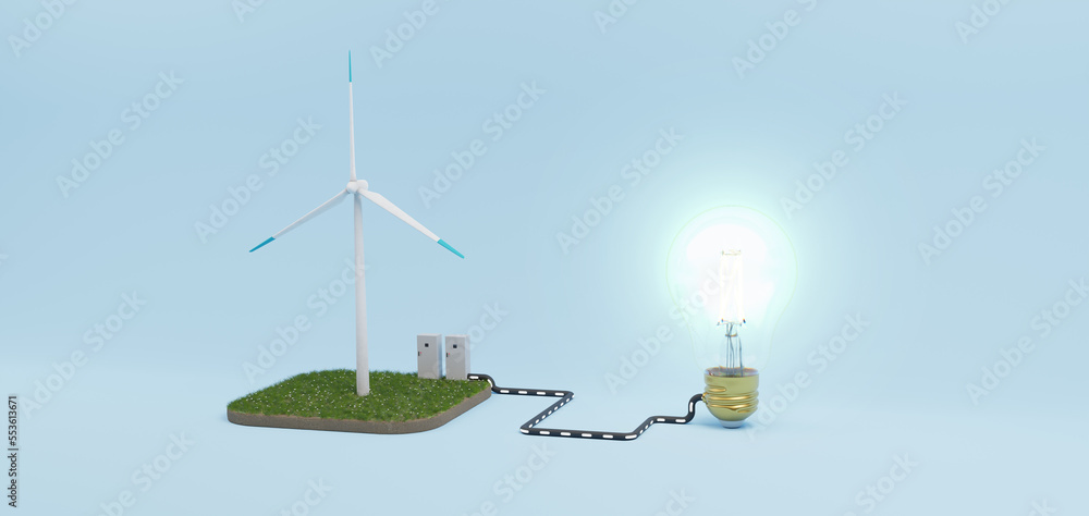 Wind Turbine Energy system, Wind Power Plant, 3D Rendering. Stock ...