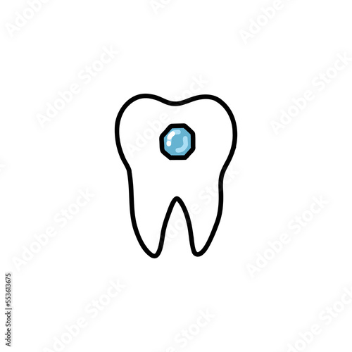 tooth gems doodle icon, vector color line illustration