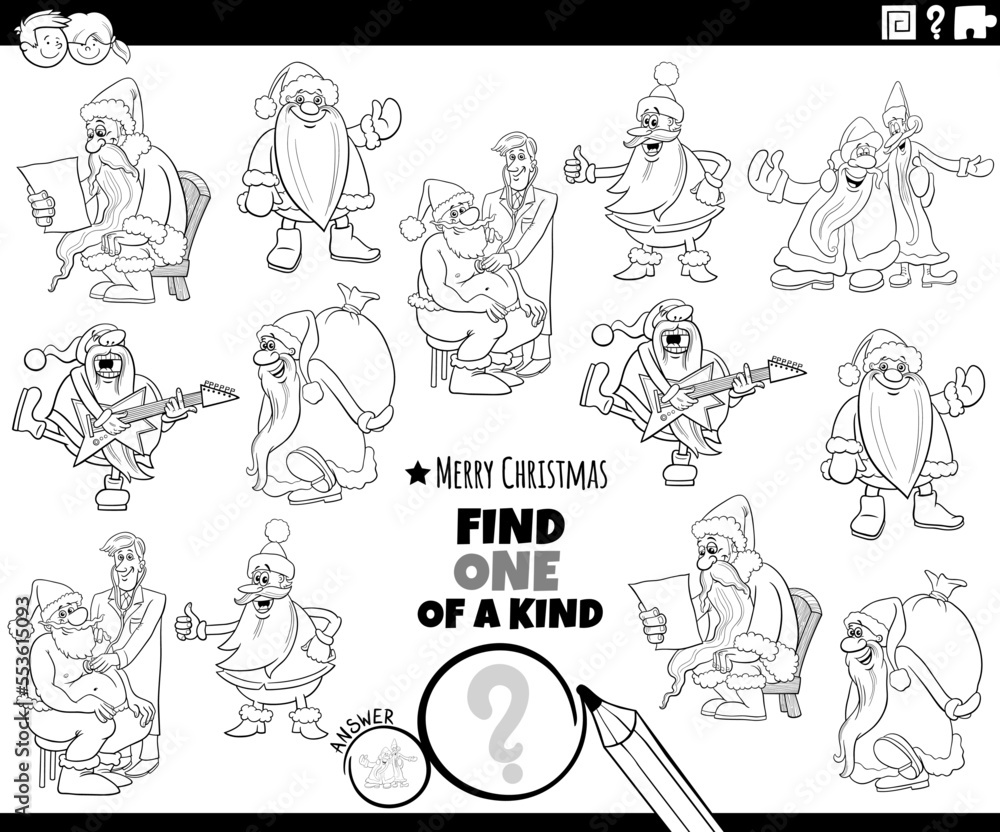 one of a kind game with Santa Clauses coloring page one of a kind game with Santa Clauses coloring page