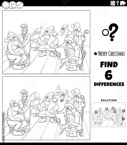 differences task with Santas at the doctor coloring page