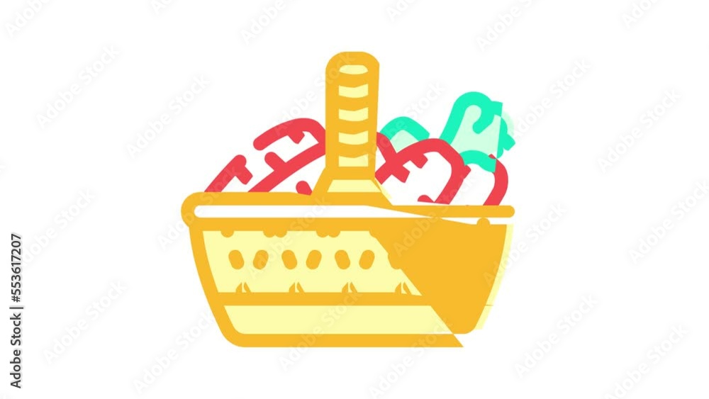 carrot harvest basket color icon animation