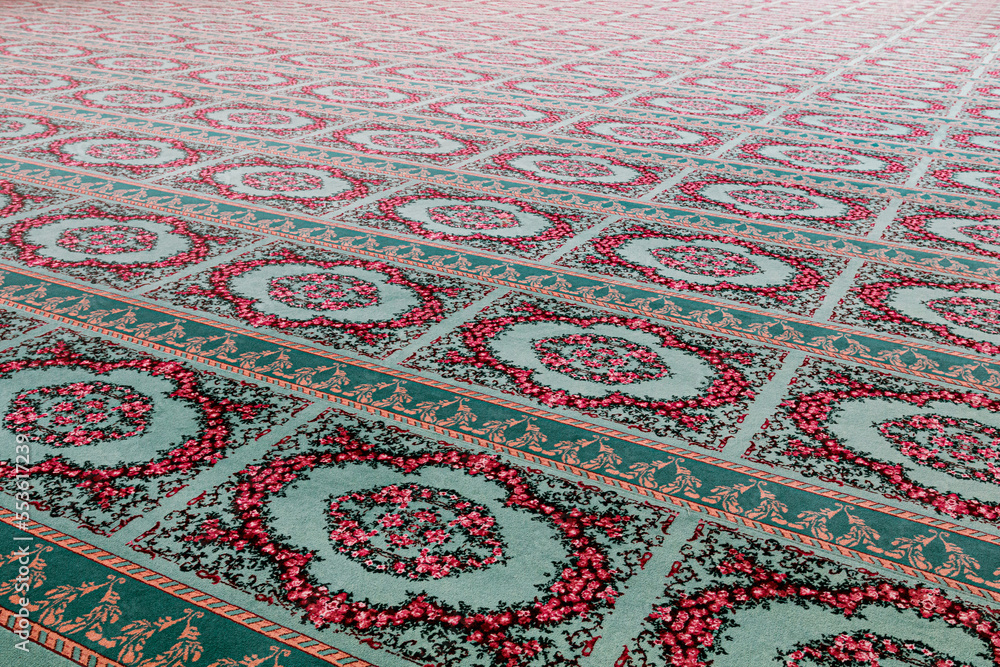 Infinite prayer rugs in Omar Ali Saifuddien Mosque in Brunei. Stock ...