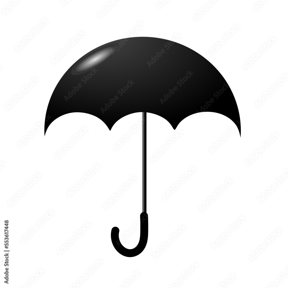 graphic vector illustration, umbrella icon 3d gradient black, umbrella