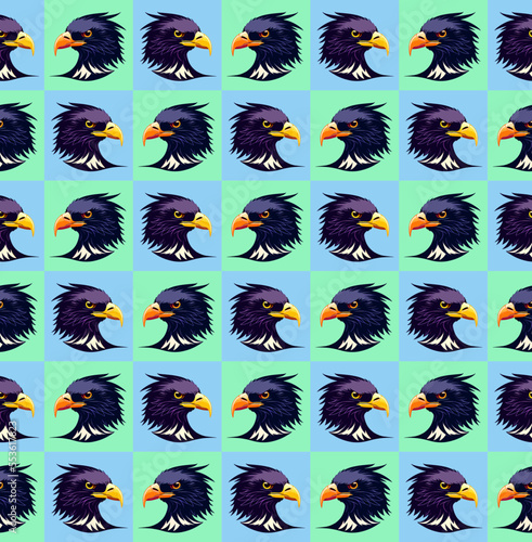 Seamless vector pattern made of eagle profiles