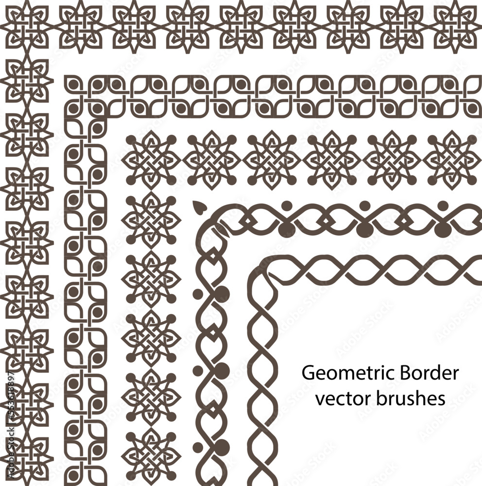 Obraz premium Seamless border Celtic and geometric vector pattern brush