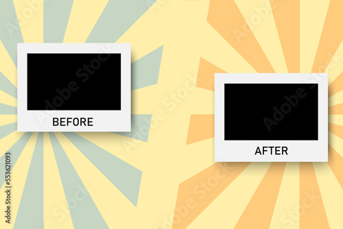 Photo frame. before after. Vintage portrait for frame print design. Vector illustration. Stock image.