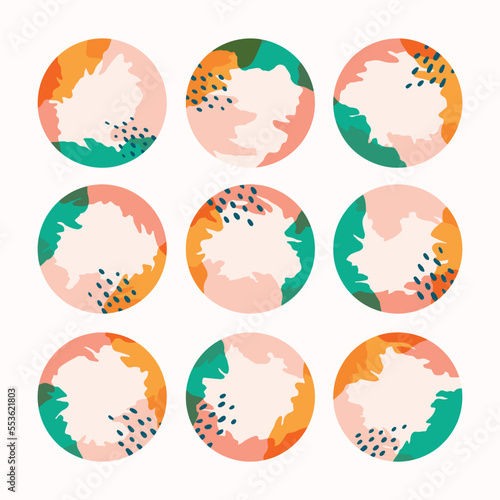 Set of abstract hand drawn social media highlight covers