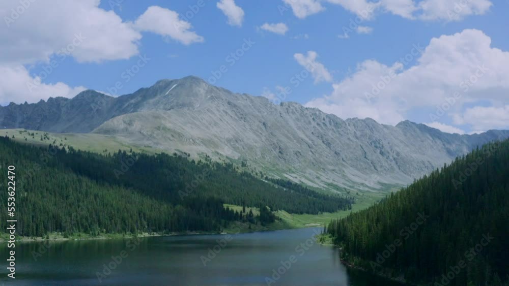 Aerial shot lake and mountains in Colorado, USA Aerial shot lake and mountains in Colorado, USA