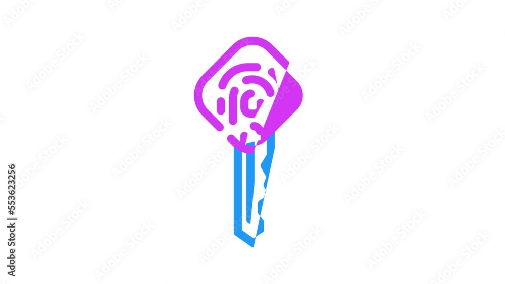 key with fingerprint scanner color icon animation key with fingerprint scanner color icon animation