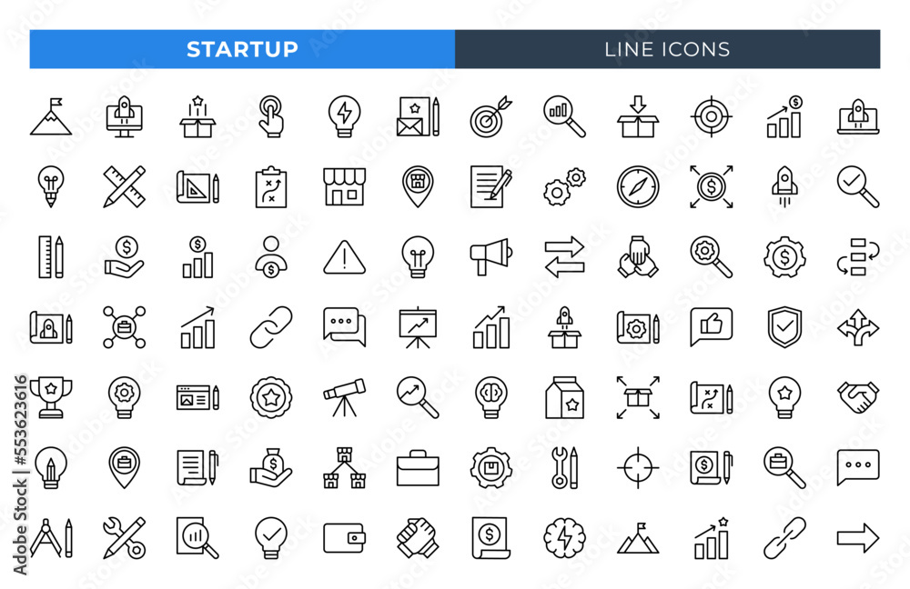 Startup line icons set. Vector line icons. Startup line icons set. Vector line icons.