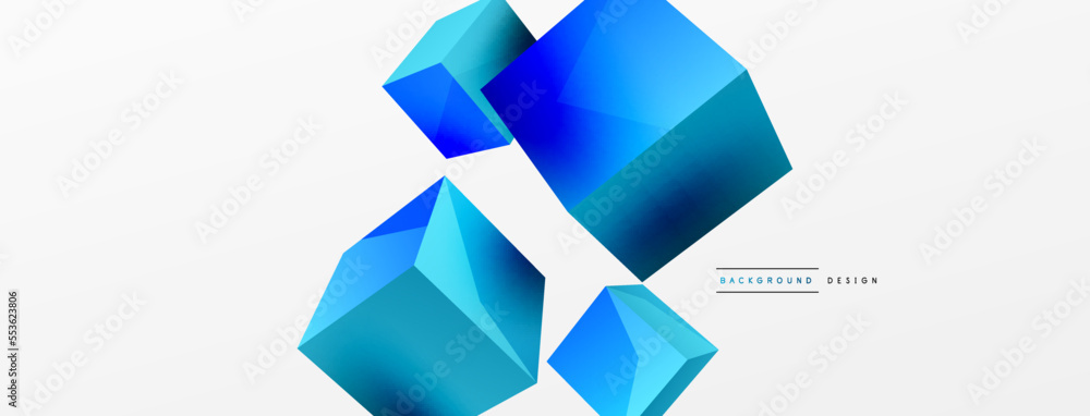 3d vector abstract background. Flying cubes composition. Trendy techno business template for wallpaper, banner, background or landing 3d vector abstract background. Flying cubes composition. Trendy techno business template for wallpaper, banner, background or landing