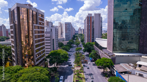 Aerial view of the central region of Belo Horizonte, Minas Gerais, Brazil. Commercial buildings on Avenida Afonso Pena