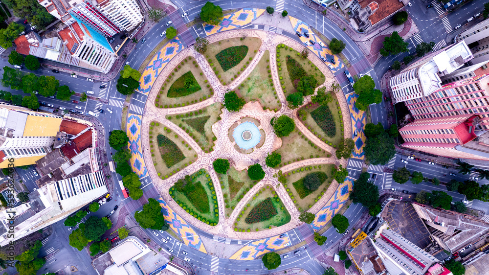 Aerial view of Raul Soares square, Belo Horizonte, Minas Gerais, Brazil. City center