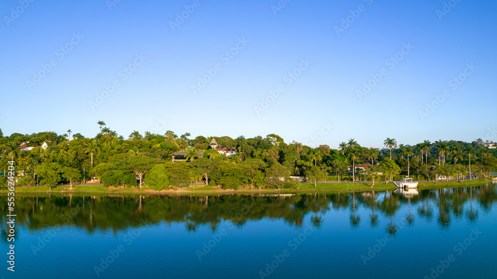 Fototapeta premium Aerial view of Lagoa da Pampulha in Minas Gerais, Belo Horizonte.