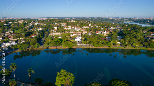Aerial view of Lagoa da Pampulha in Minas Gerais, Belo Horizonte.