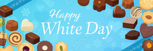 オシャレなホワイトデーバナー素材（3：1）_ベクターイラスト