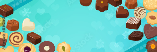 ホワイトデーをイメージしたオシャレな背景フレーム（3：1）_ベクターイラスト