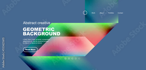 Triangles with fluid gradients, abstract landing page background. Minimal shapes composition for wallpaper, banner, background, leaflet, catalog, cover, flyer