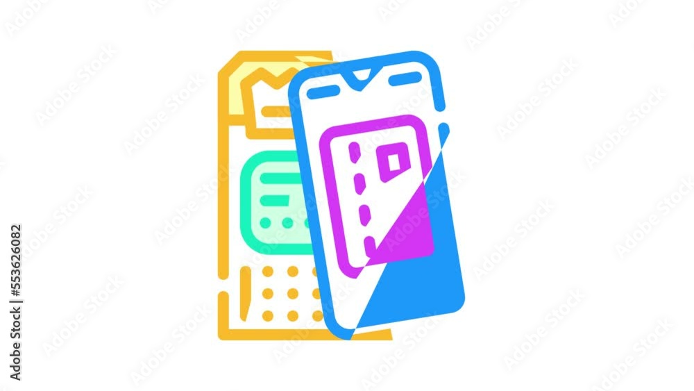 cashless and contactless payment with phone color icon animation cashless and contactless payment with phone color icon animation