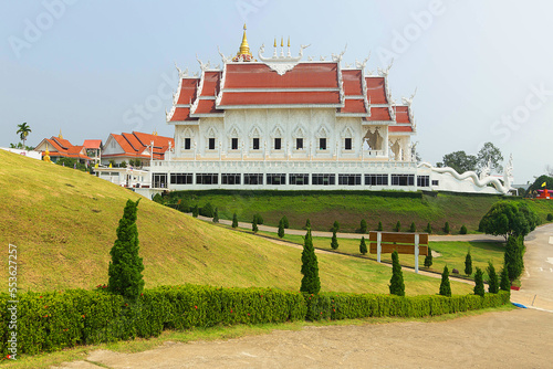 Landscape of Wat Huay Pla Kang, Chinese temple in Chiang Rai Thailand, This is the most popular and famous temple in Chiang Rai.