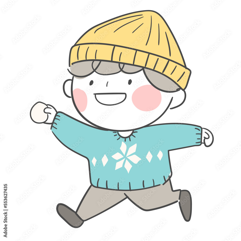 Obraz premium 비니 모자와 겨울 스웨터를 입은 캐릭터