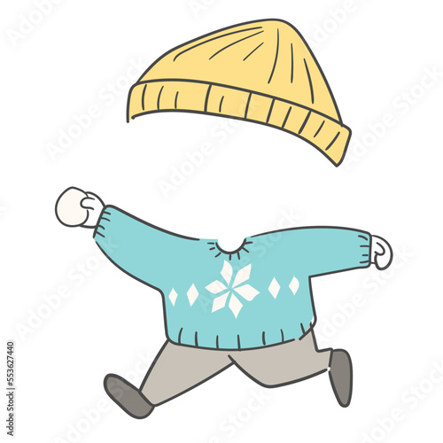 얼굴 합성용 비니 모자와 겨울 스웨터