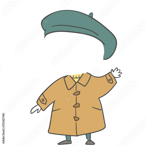 얼굴 합성용 모자와 겨울코트