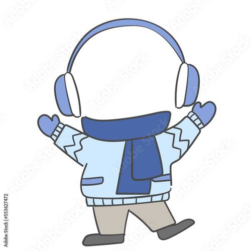 얼굴 합성용 귀마개와 겨울 스웨터