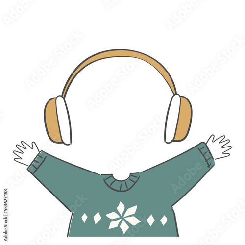 얼굴 합성용 겨울스웨터와 귀마개