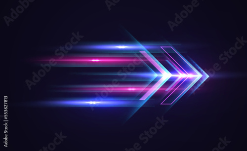Abstract modern hight speed light arrow line technology effect. Modern abstract high speed motion. Colorful dynamic motion on a darkbackground. Vector illustration