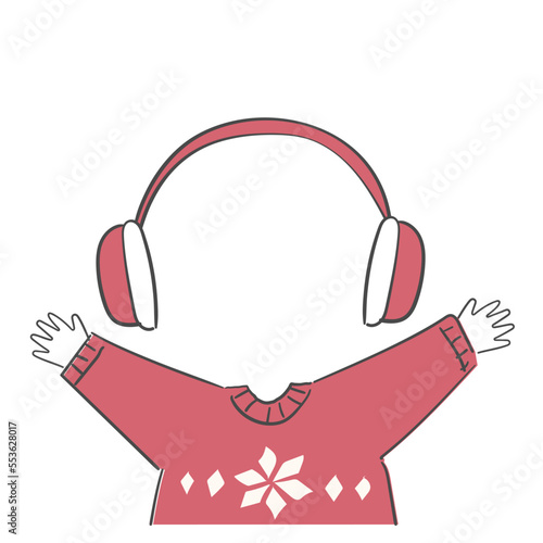 얼굴 합성용 겨울스웨터와 귀마개