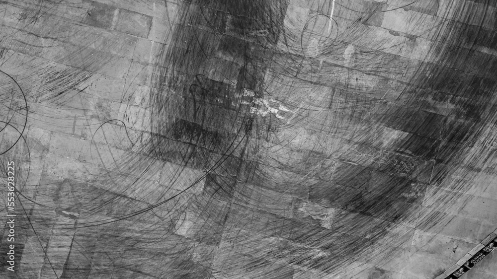 Tire tracks texture and background, Asphalt texture with line and tire