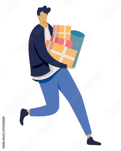 male buyer with packs