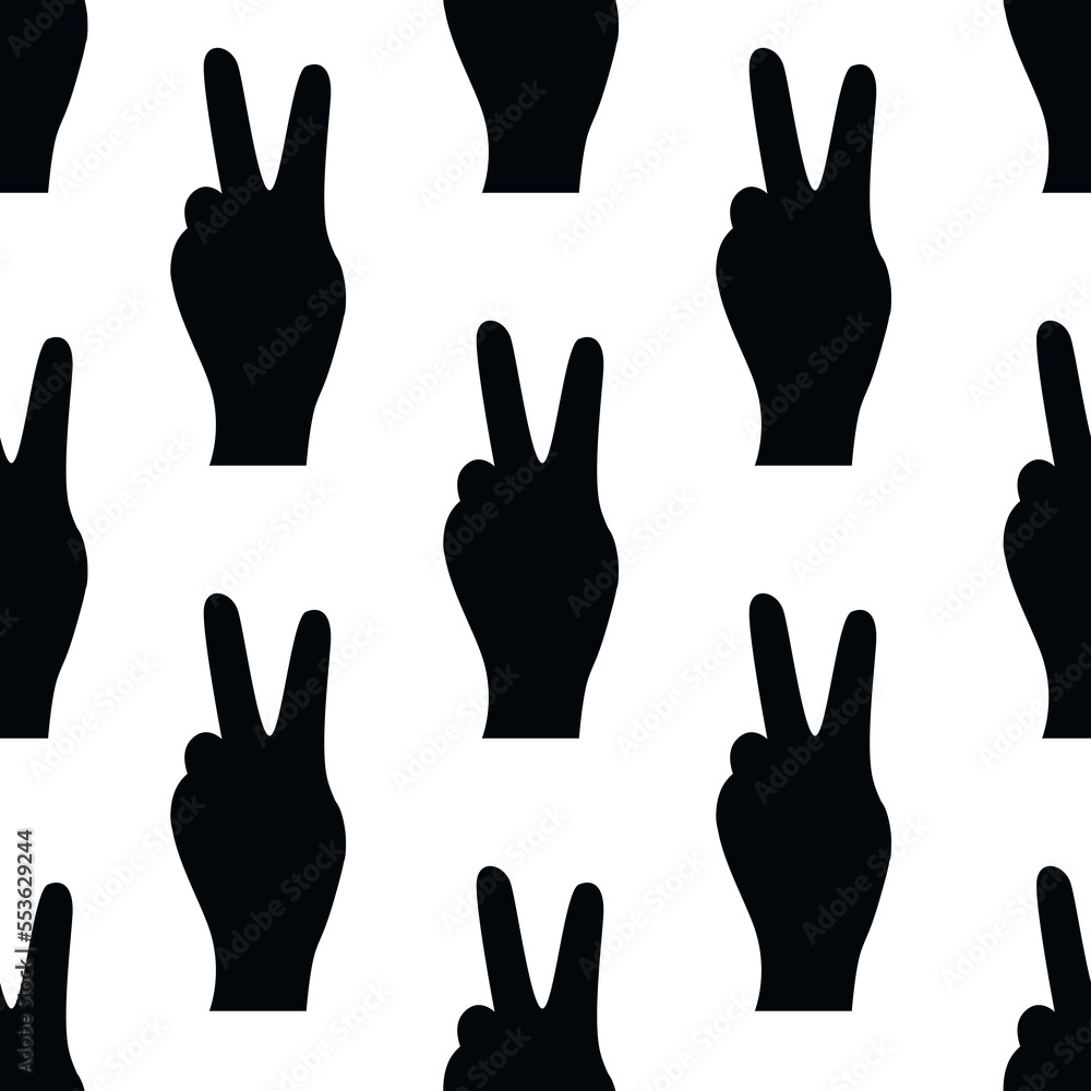 Vector flat hand drawn seamless pattern with pacific, peace gesture. Flat vector hippy boho illustration Vector flat hand drawn seamless pattern with pacific, peace gesture. Flat vector hippy boho illustration