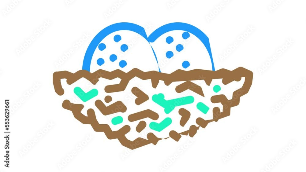 nest with bird eggs color icon animation nest with bird eggs color icon animation