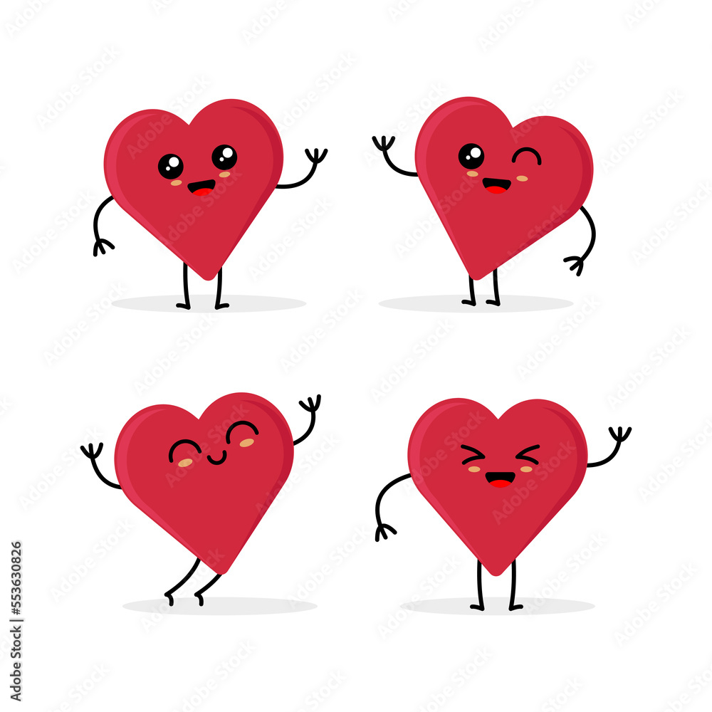 set of vector illustrations of cute cartoon hearts assorted expressions set of vector illustrations of cute cartoon hearts assorted expressions